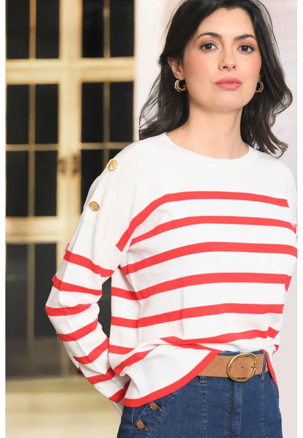 PULL MARIN - PTIFAR - ECRU/ROUGE - Antonelle