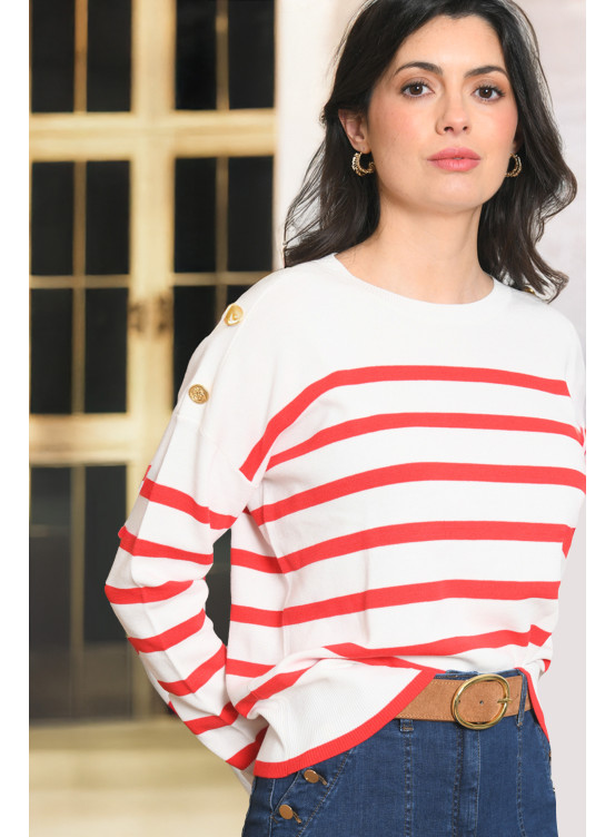 PULL MARIN - PTIFAR - ECRU/ROUGE - Antonelle