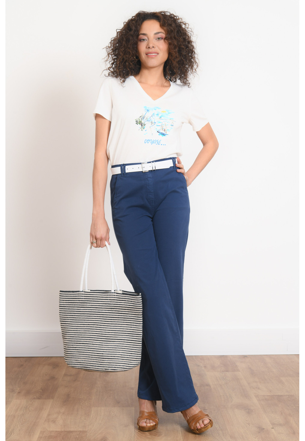 PANTALON LARGE - POIVRE - MARINE - Antonelle