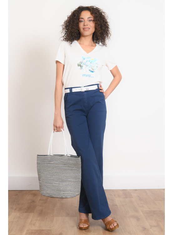 PANTALON LARGE - POIVRE - MARINE - Antonelle