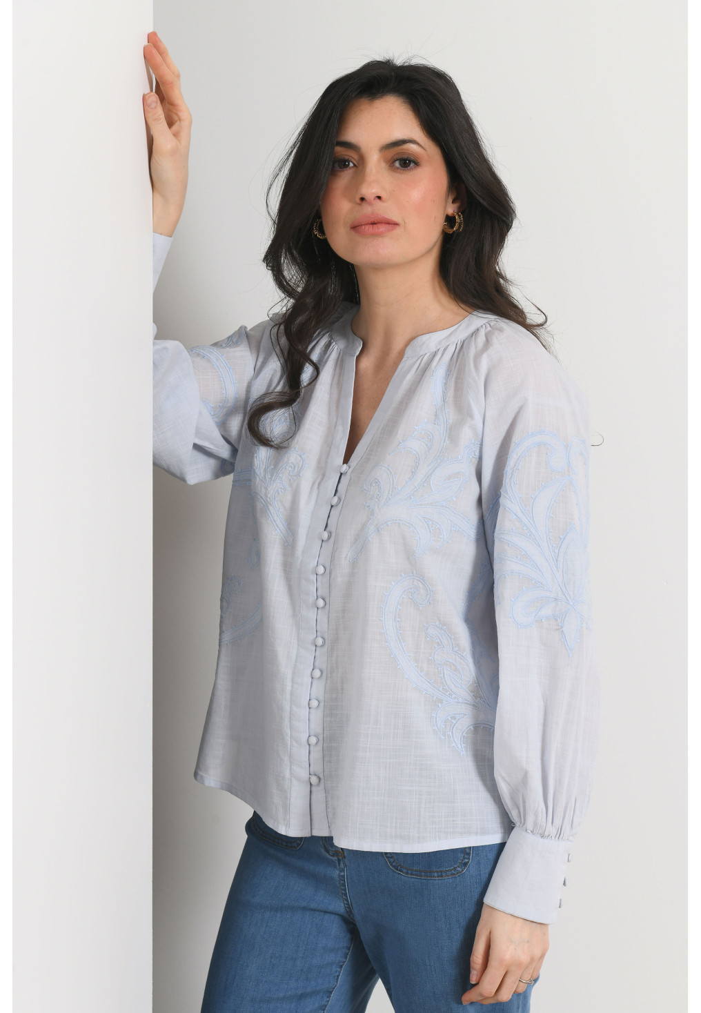 CHEMISE 100% COTON- PIN - AZURO - Antonelle