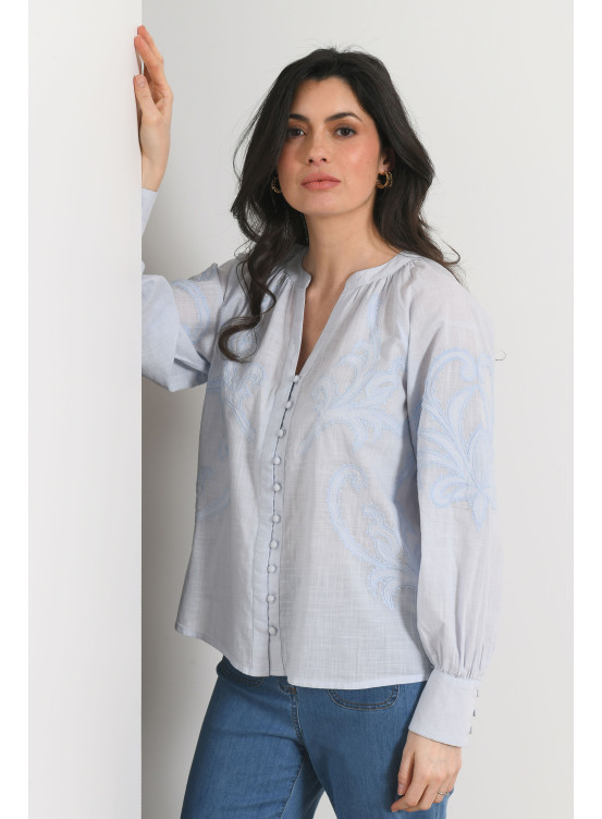 CHEMISE 100% COTON- PIN - AZURO - Antonelle
