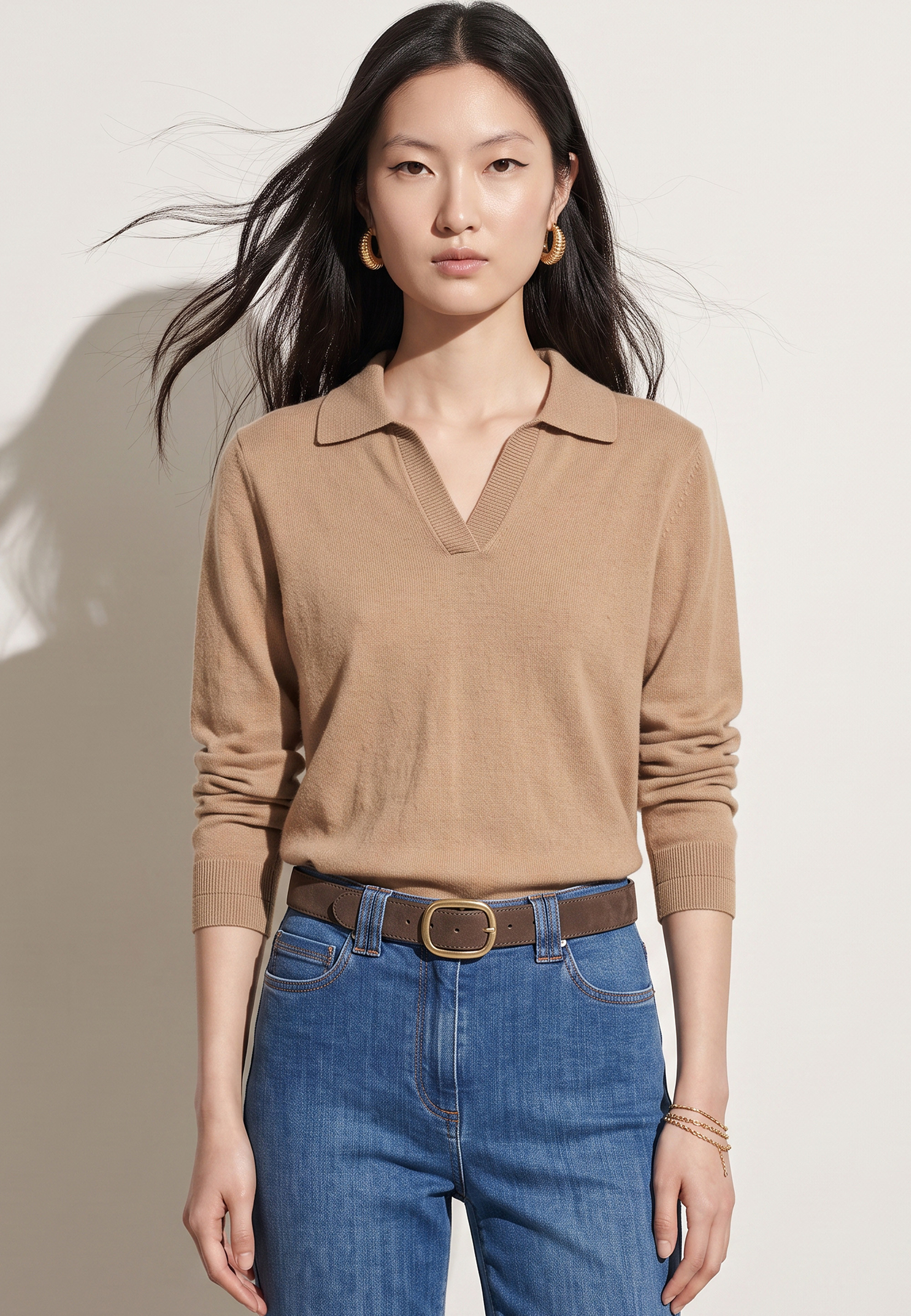 PULL COL POLO - TURIN - CAMEL